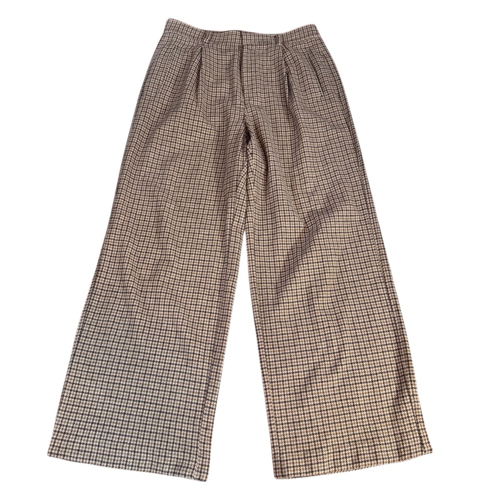 Everlane Size 14 The Draper ReWool Wide Leg Pants Houndstooth High Rise Trousers